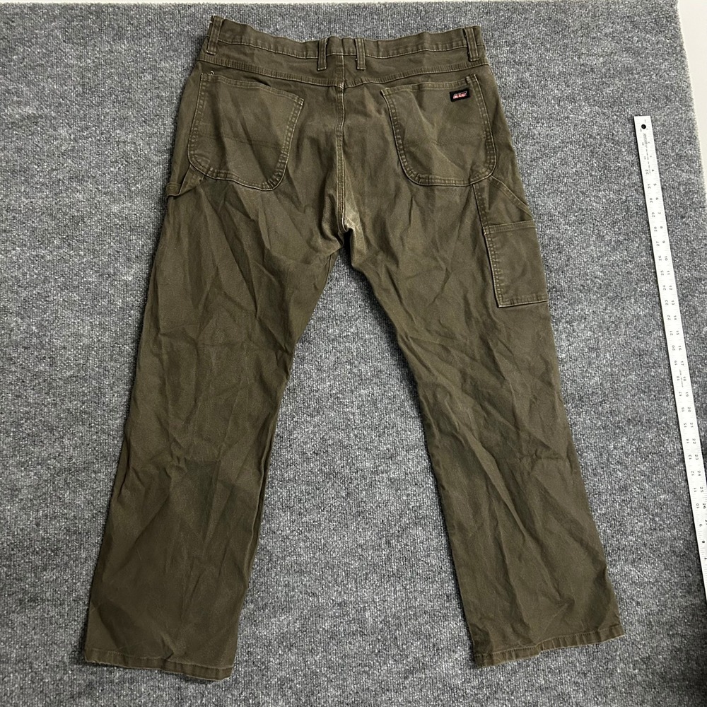 Dickies Carpenter Pants Mens Size 38x30 Olive Green Duck Canvas Utility Workwear